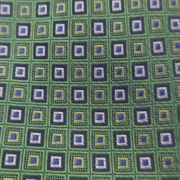Ted Baker London Silk Tie Green Woven Geometric Christmas Preppy Office 3"W - Picture 3 of 6
